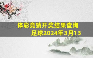 体彩竞猜开奖结果查询 足球2024年3月13